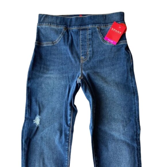 Spanx Distressed Denim Legging Pull On Jeans Small S Medium Wash 20203R - Picture 2 of 8